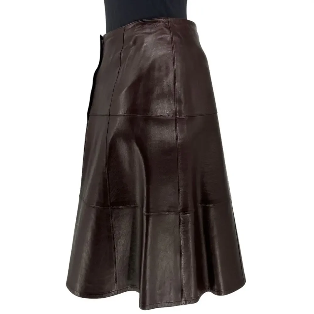 Chanel Chocolate Brown Lambskin Skirt – Size 42